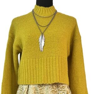PAPERMOON ~ Chartreuse Yellow/Green Turtleneck Sweater w/Ribbed Pattern size M